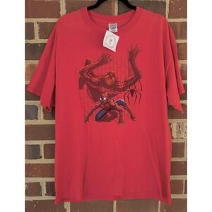 Vintage Spider-Man Shirt Mens XL 2002 Red Graphic T-Shirt Tee Comic Cartoon‎